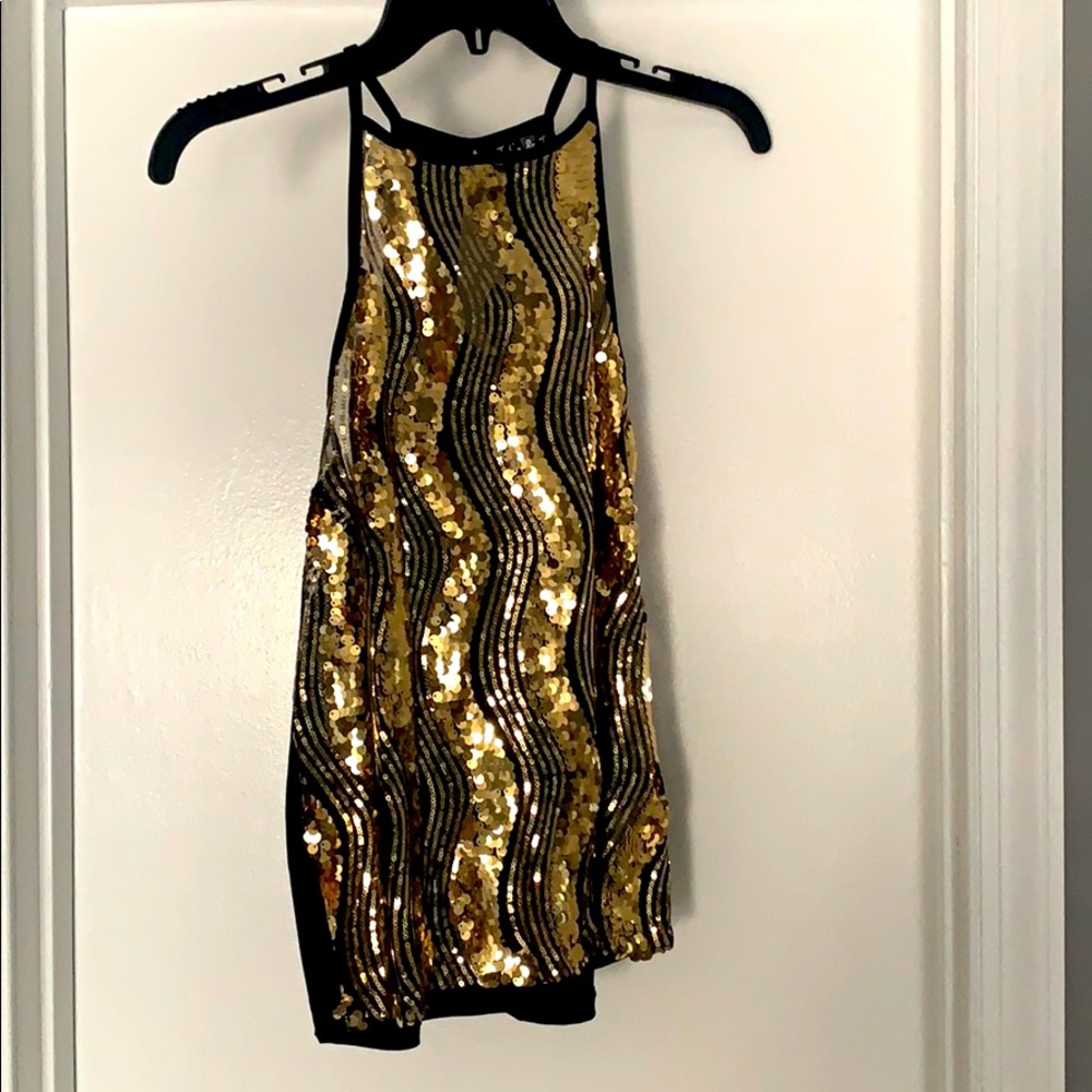 Never worn before high neck gold sequin top.